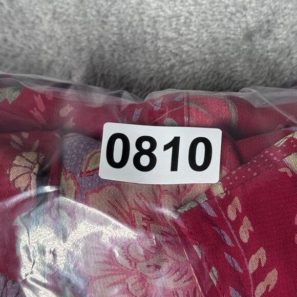 American Ange Dress Womens 10 Red Pink Paisley Asymmetric Midi‎ 90s Y2K Vintage - Picture 9 of 9